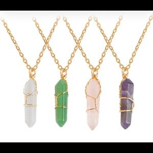 Hexagonal Prism Natural Stone Pendant Necklace